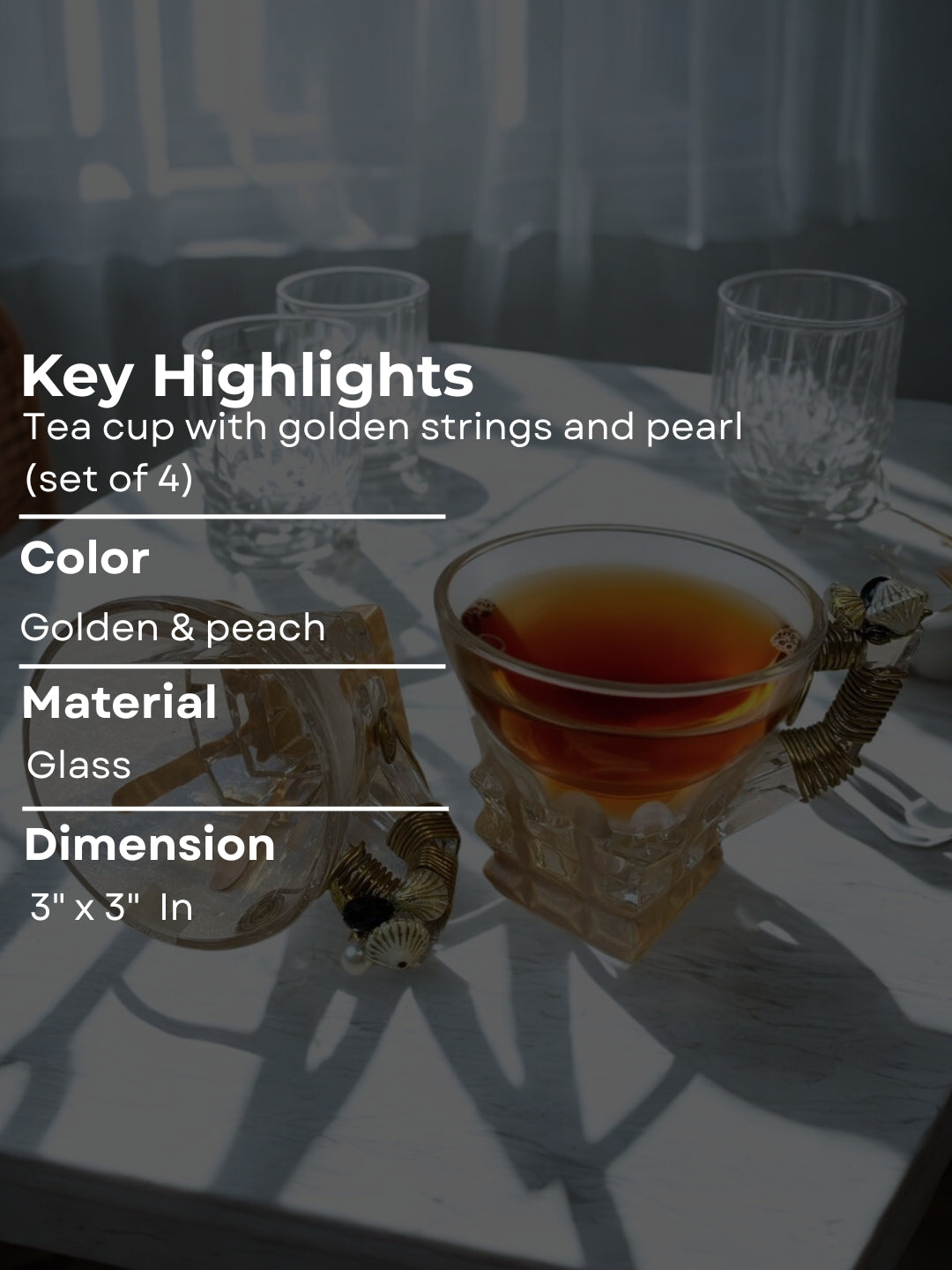 Square Tea Filigree Cup Set of 6