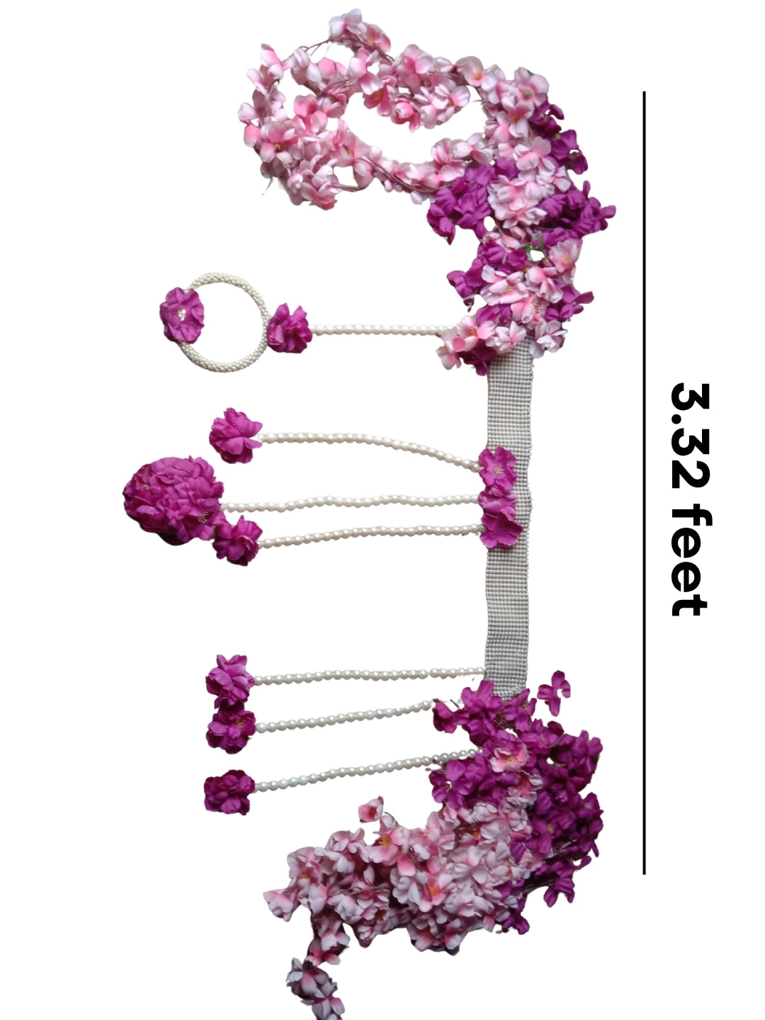Artificial pink & purple flower with moti ring toran