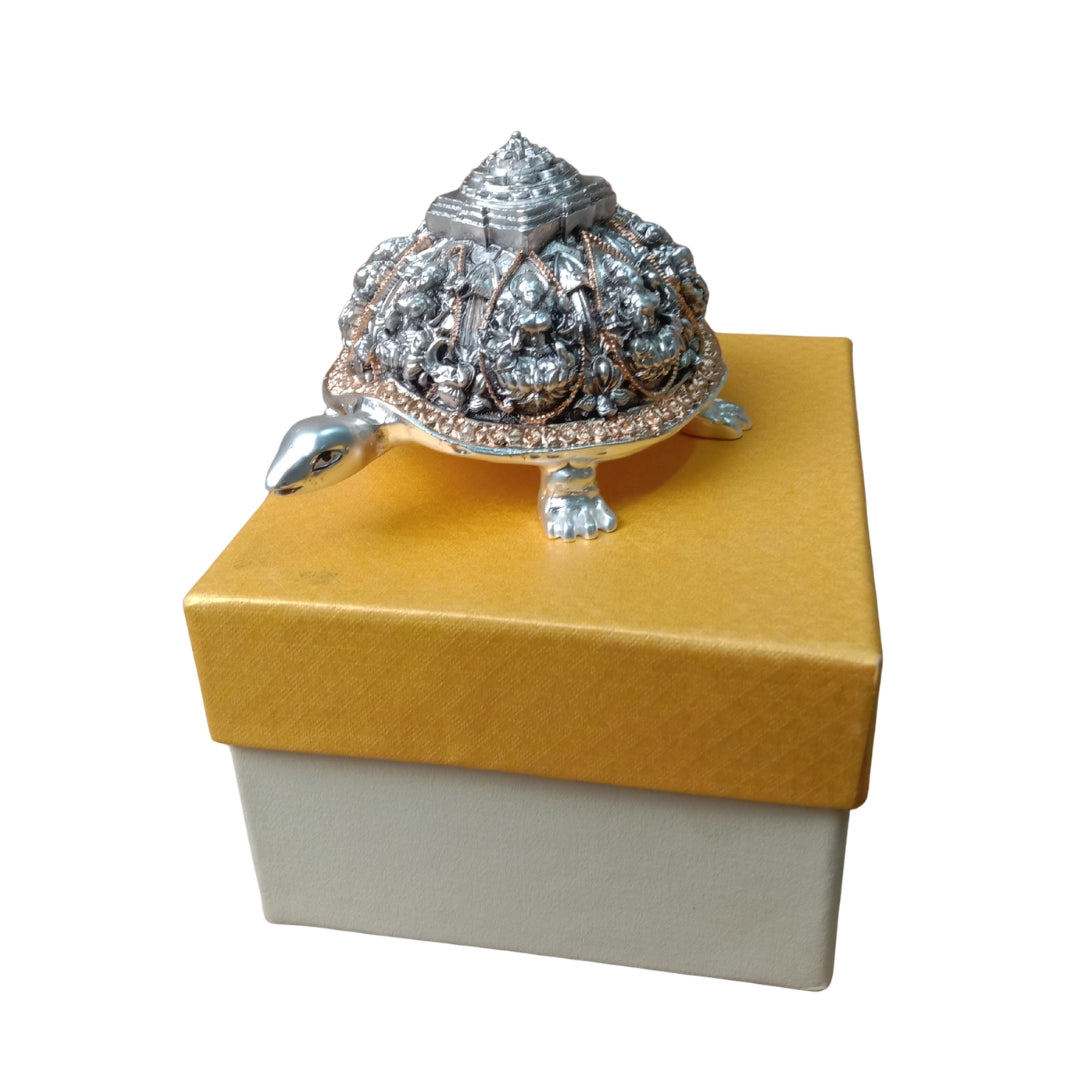 The Divine Kurma Meru Yantra – 999 Pure Silver & 24K Gold Plated Laxmi Shree yantra Good Fortune Tortoise