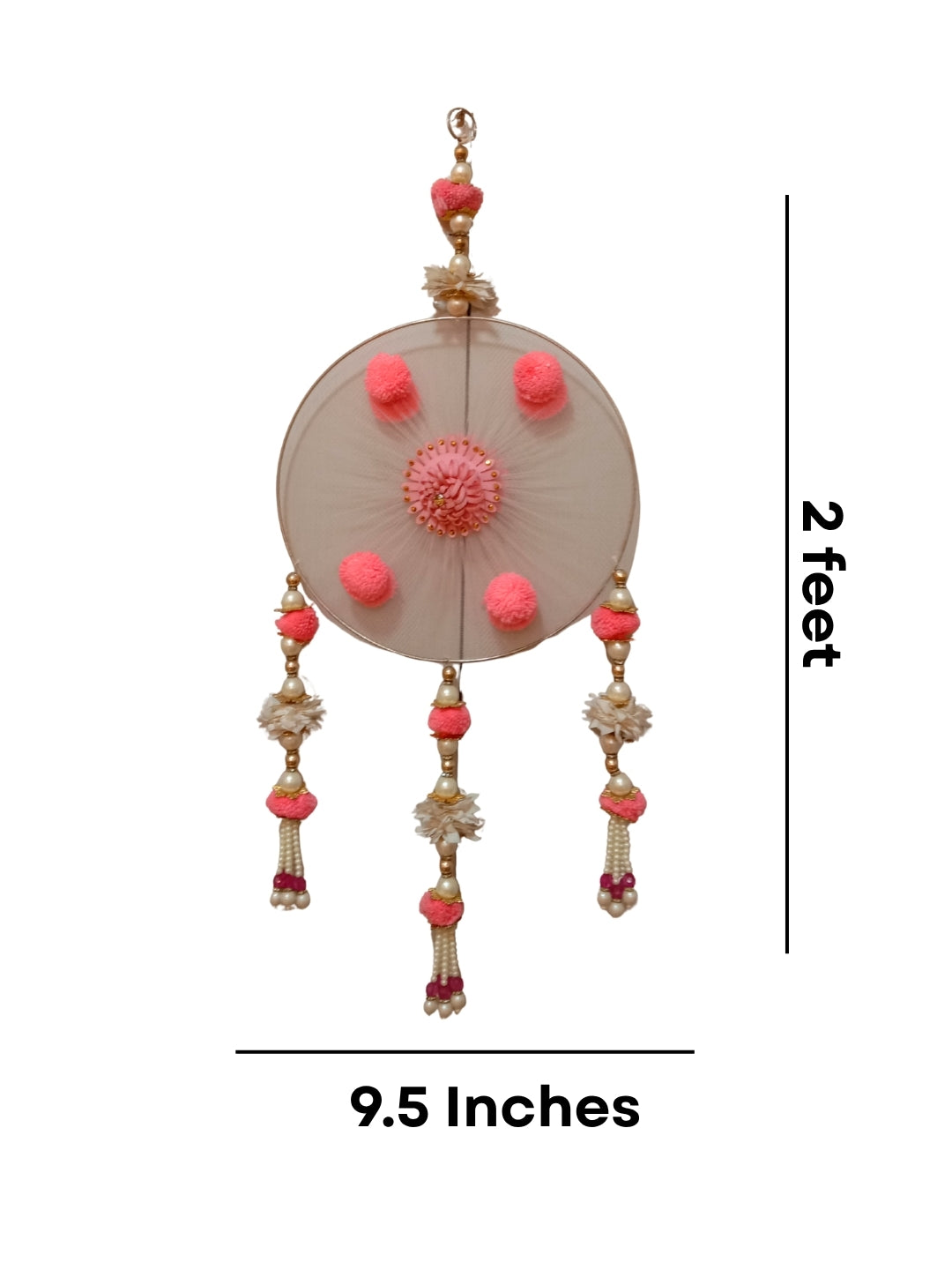 Pink Pom-Pom & Pearl Festive Side Hangings