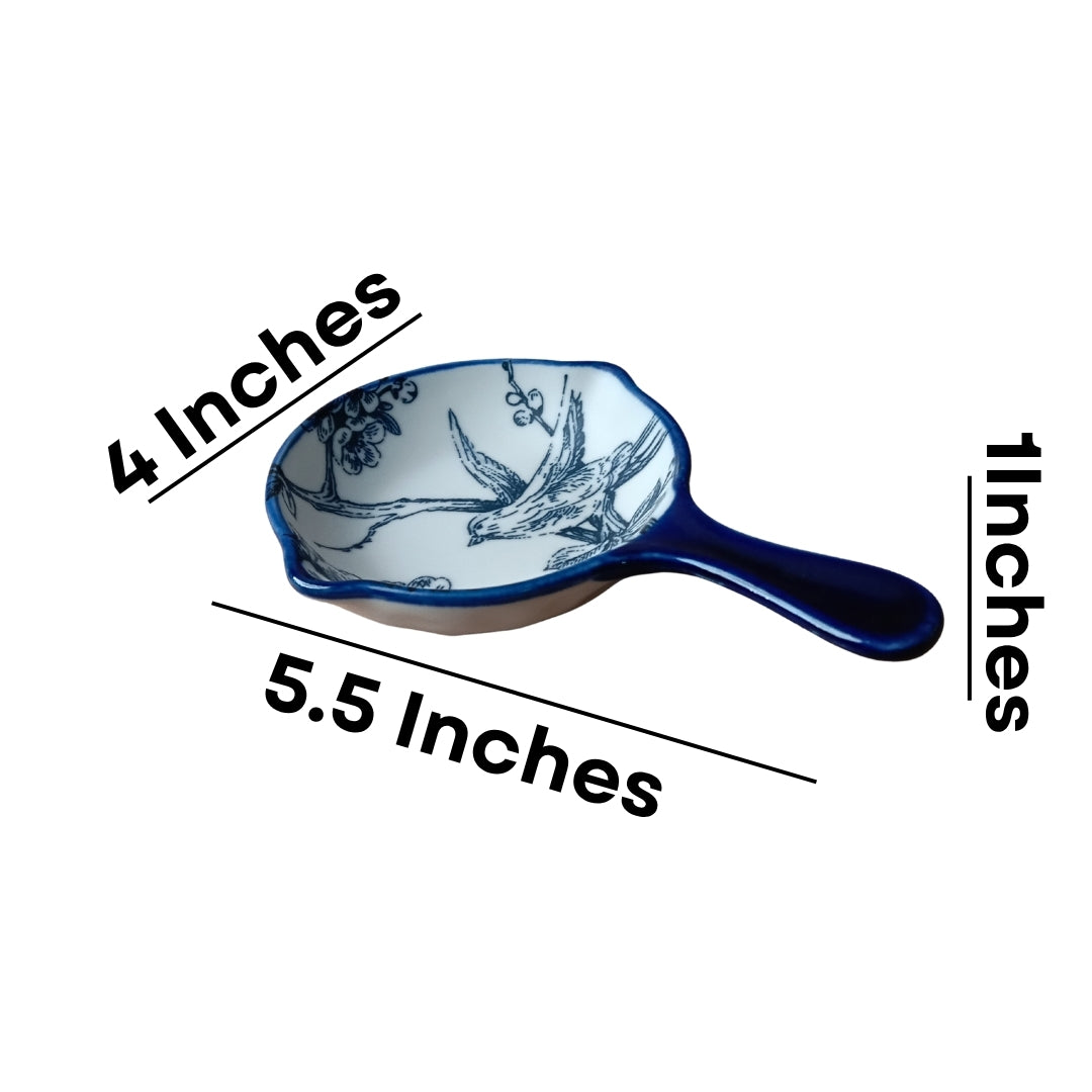 6 Pcs Blue & White Floral Ceramic Round Dip Bowl Set