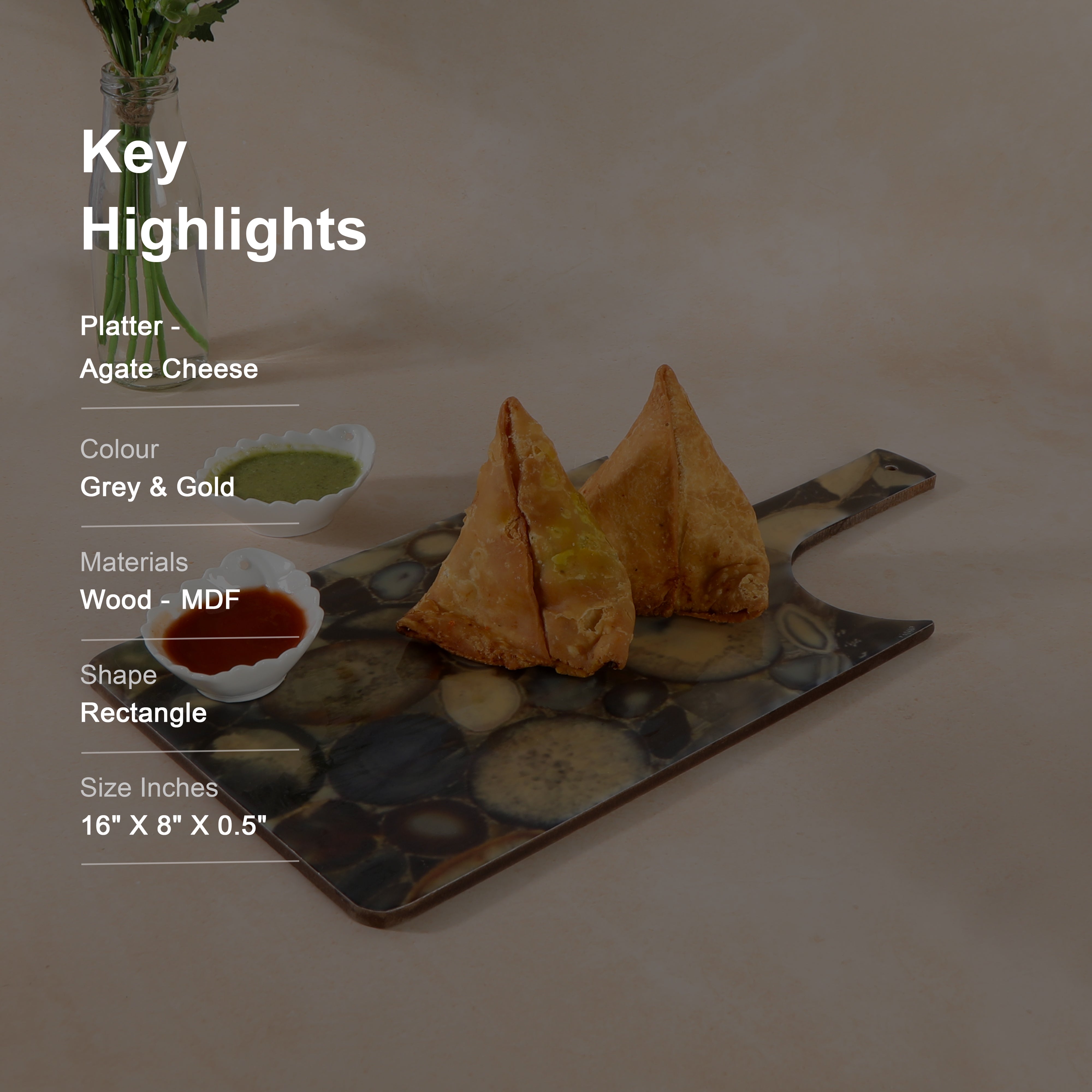 Agate Print & Enameled Cheese Platter