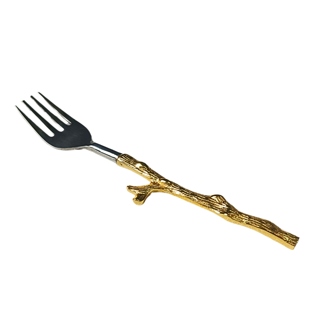 Cutlery Set Of 6 - Gold Twig Design Table Fork