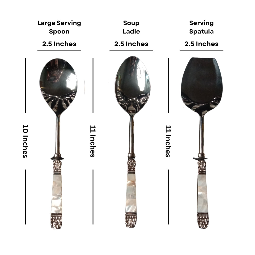 30 Pcs Mother of Pearl Stainless Steel Cutlery & Serving Set in Box