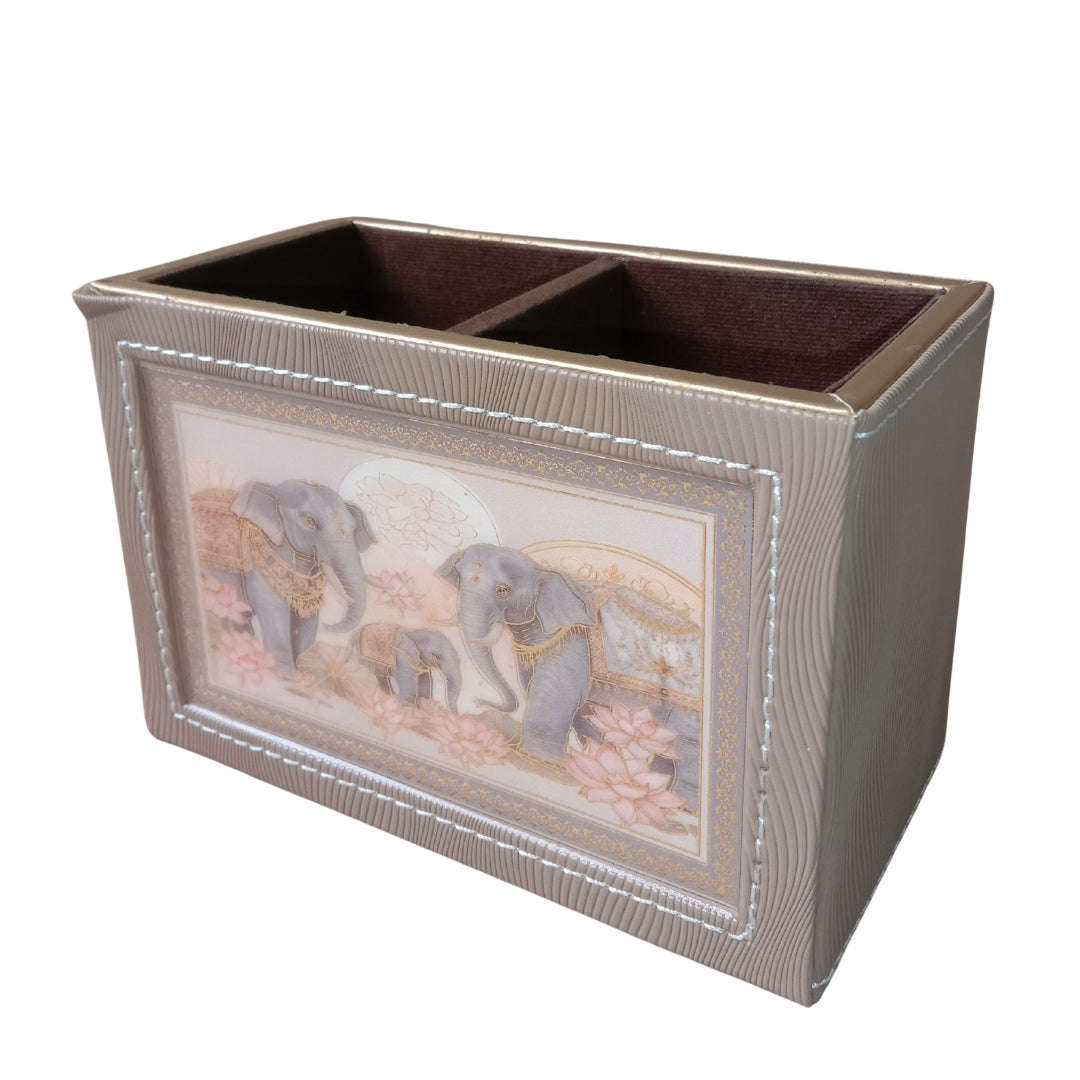 Royal Elephant Leatherette Serving Tray Set of 2 with Tissue & Cutlery Holder