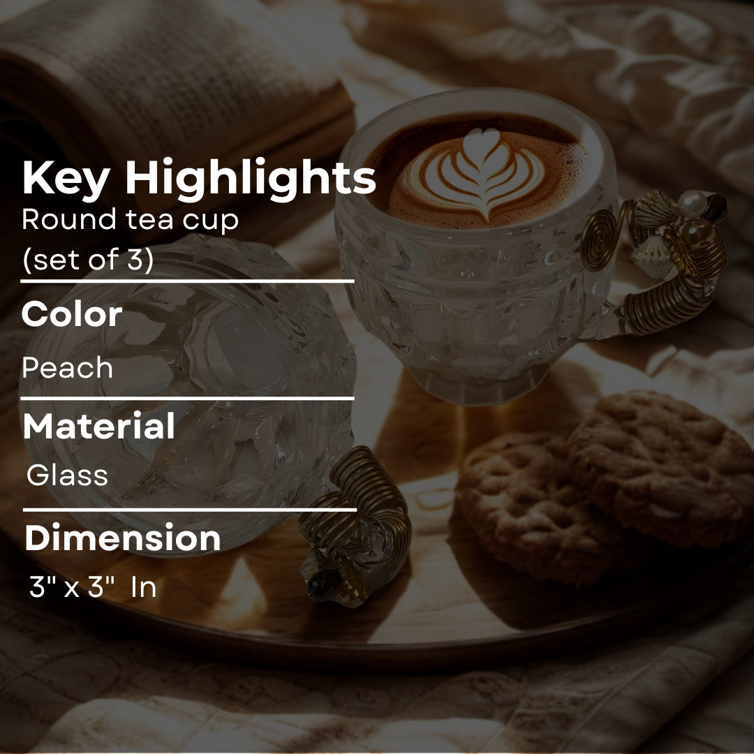 Checkered Round Filigree Cup Set of 6