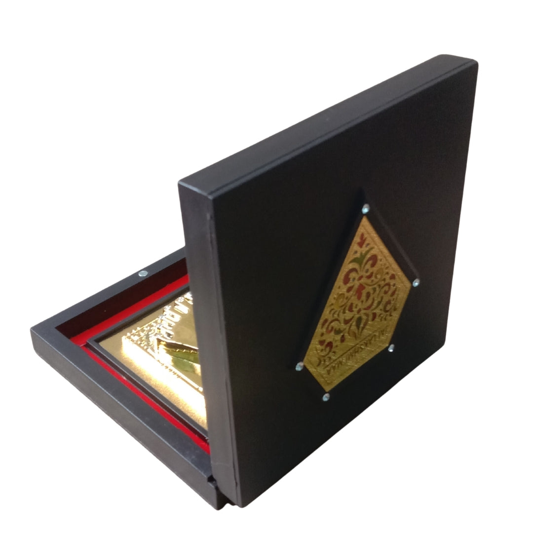 Gold & Silver Plated Charan Paduka & Laxmi Frame Gift Box