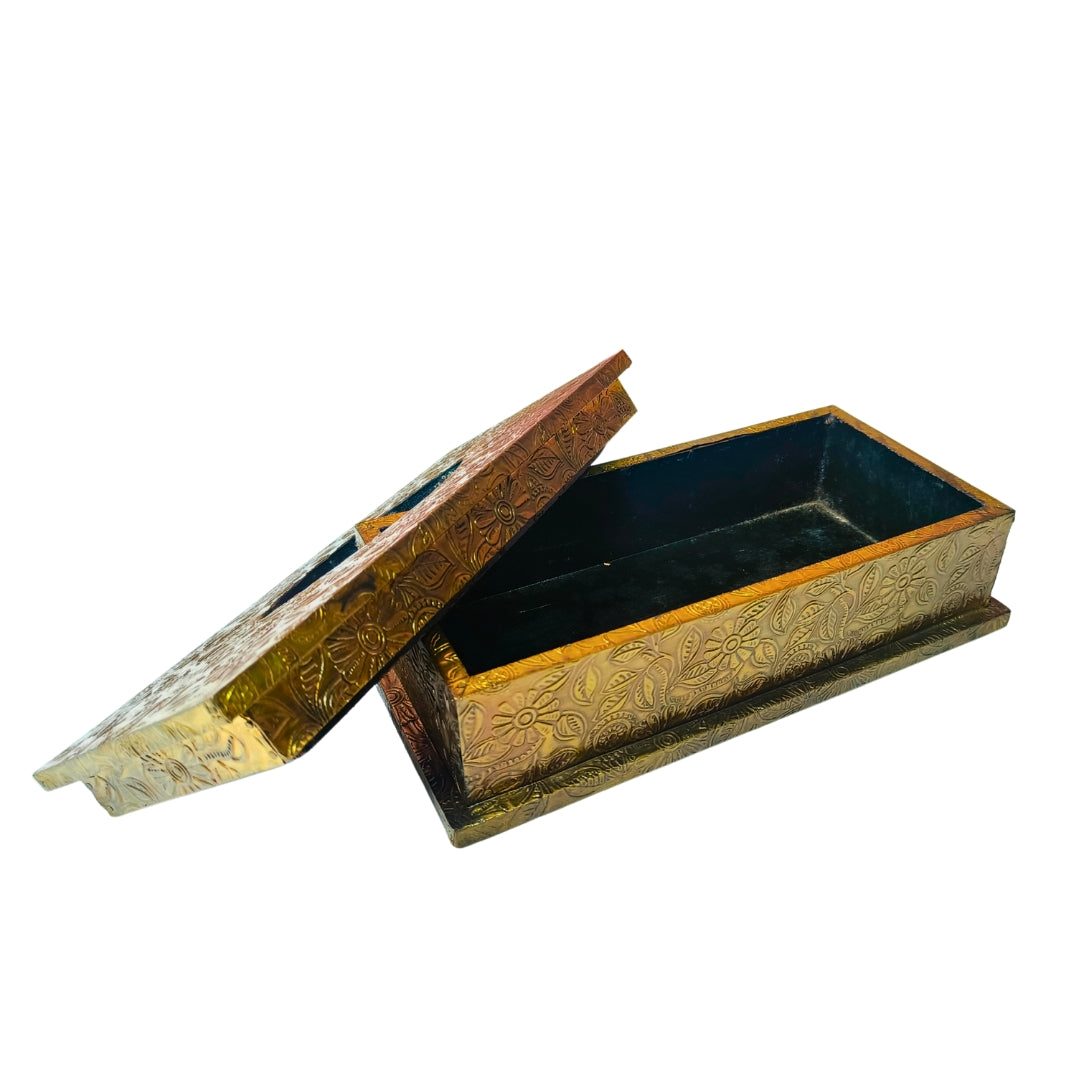Tissue Box - Wooden Brass Etched Design