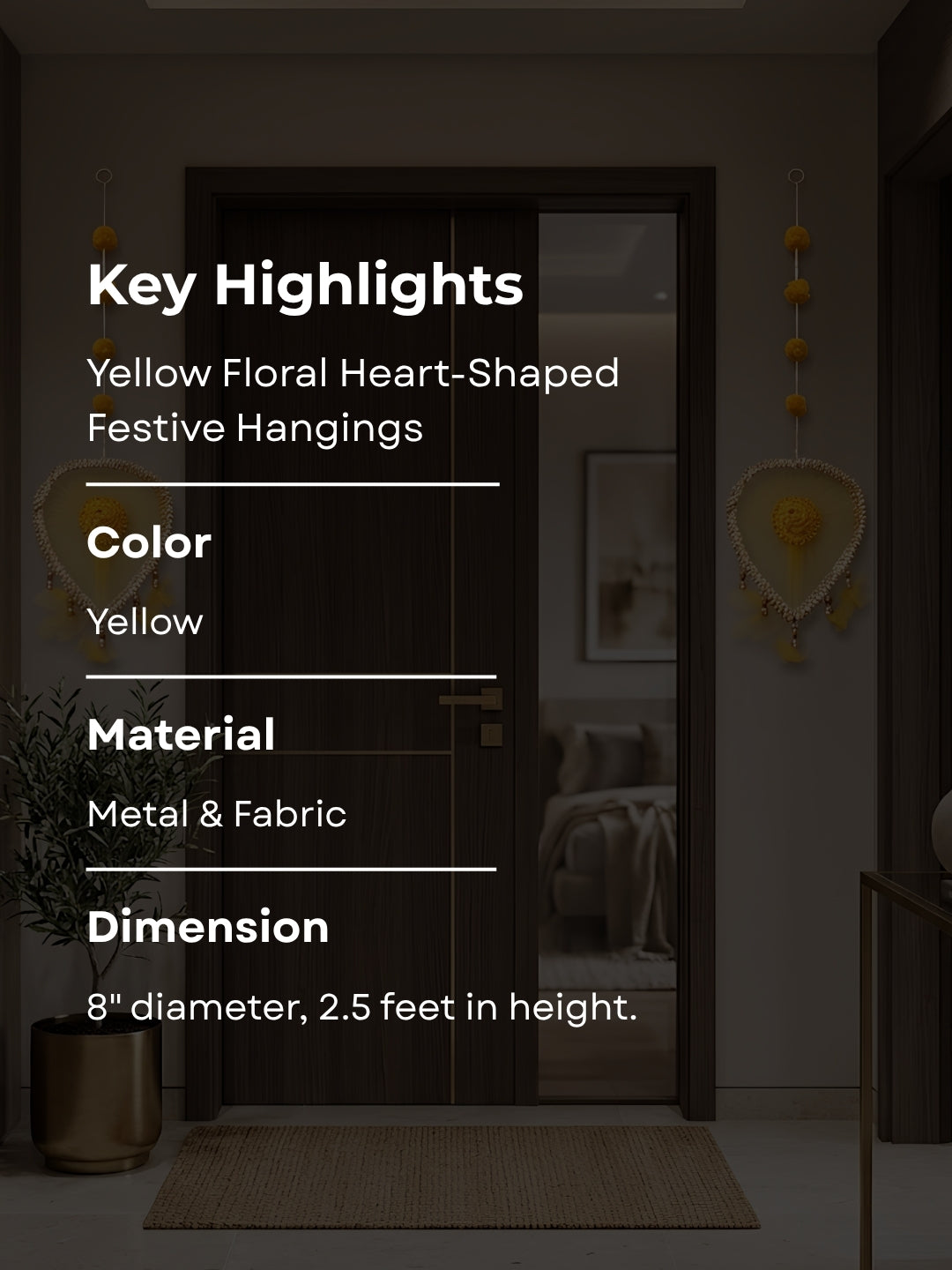 Yellow Floral Heart-Shaped Festive Hangings