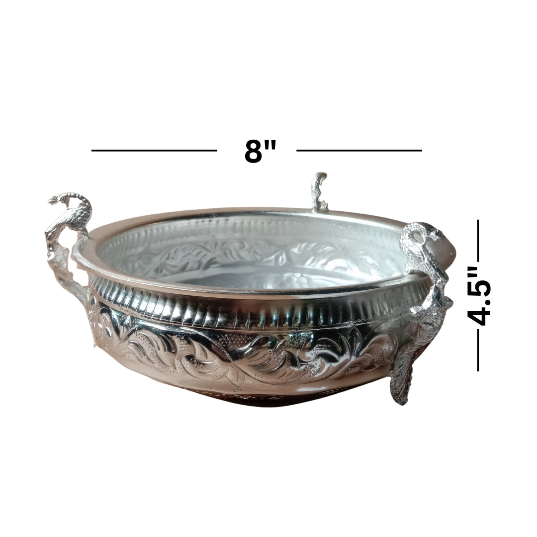 Peacock-Foot Silver urli / bowl in Velvet Box