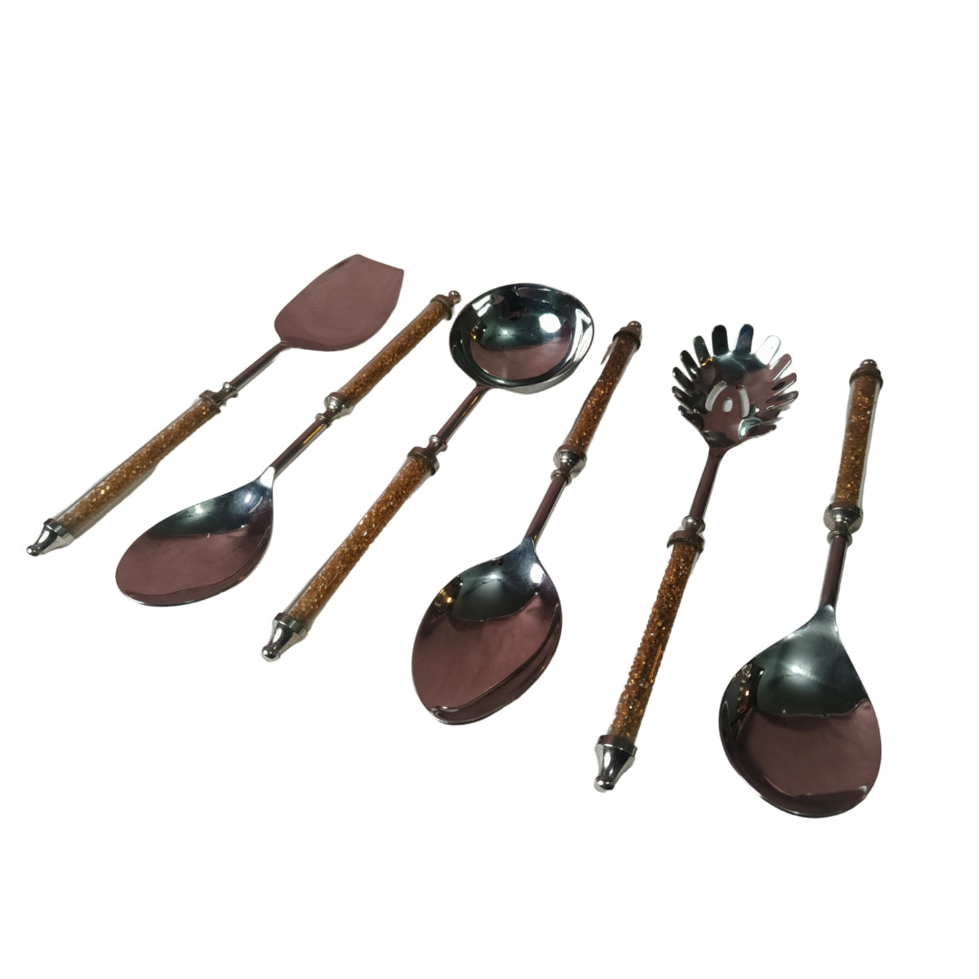 Serving Set Of 6 - Gold Crystal