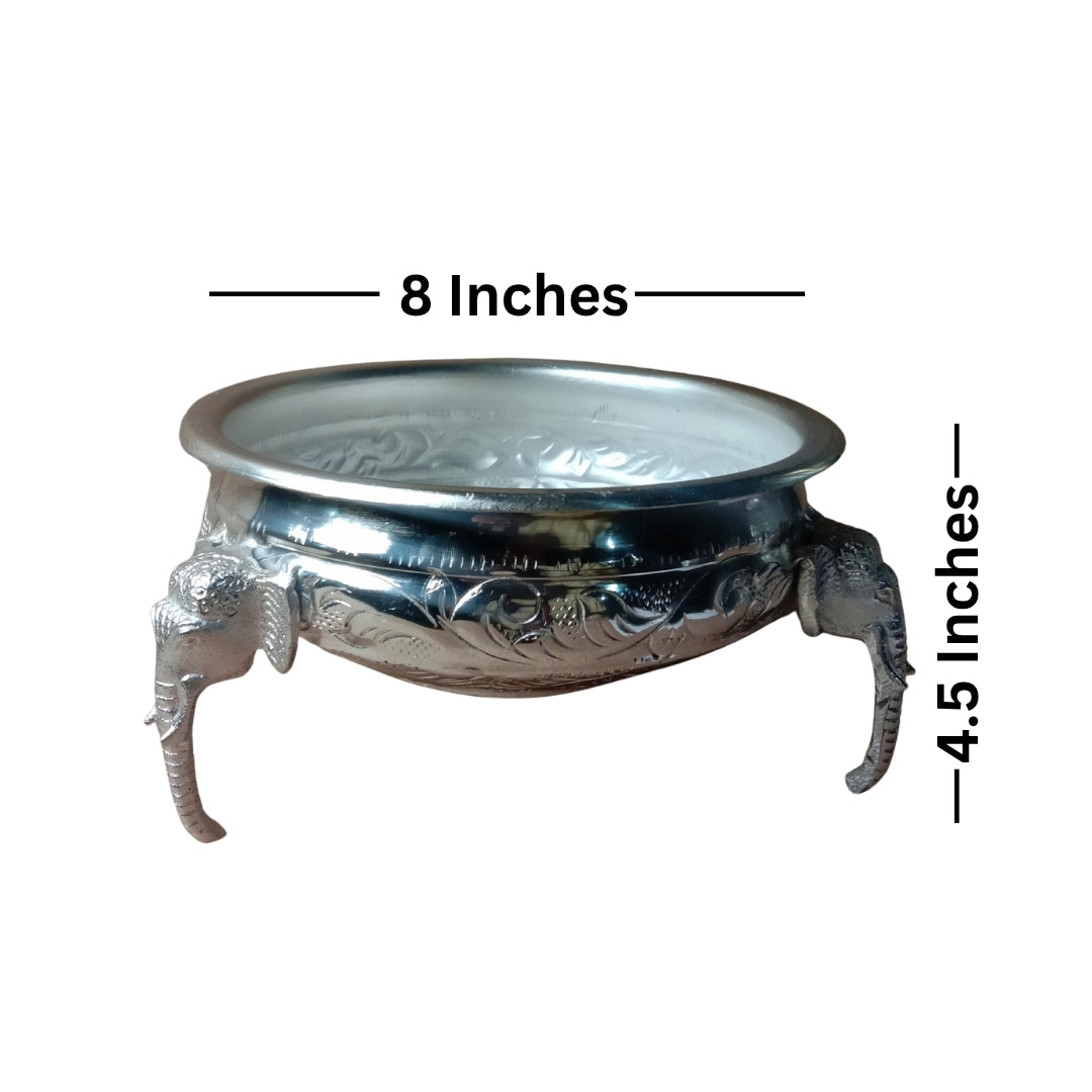 Elephant-Foot Silver urli / bowl in Velvet Box