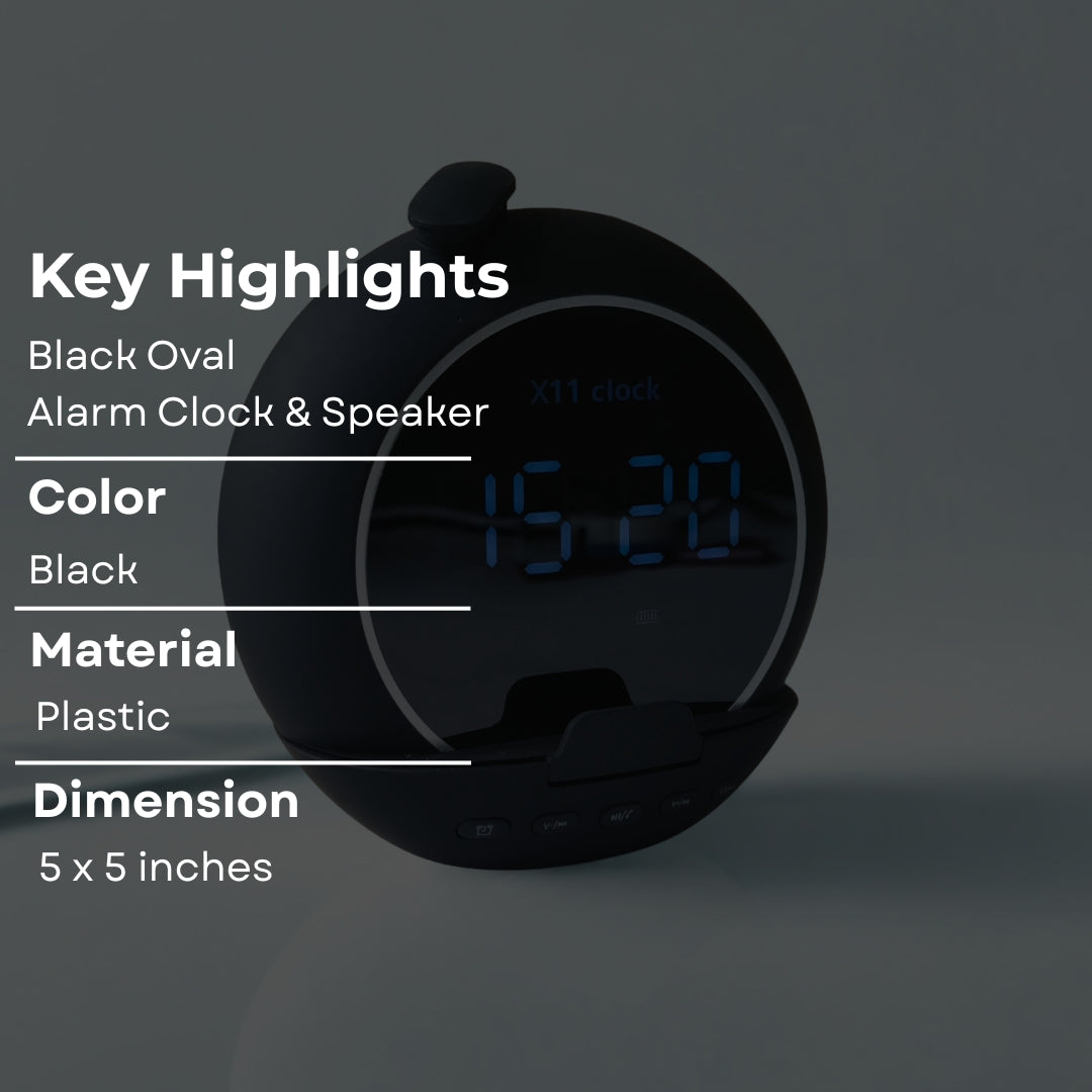 Black Alarm Clock & Speaker