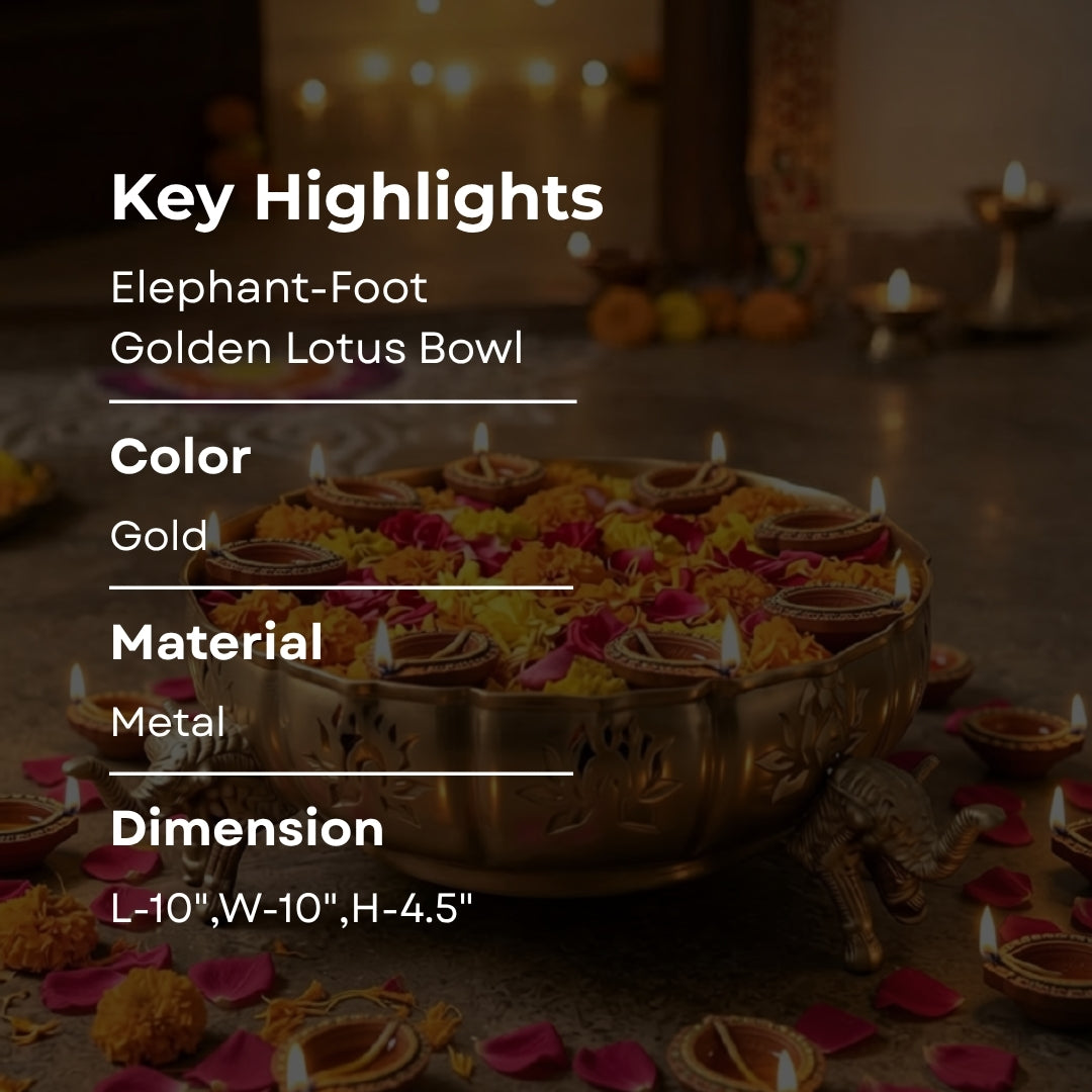 Elephant-Foot Golden Lotus /urli Bowl