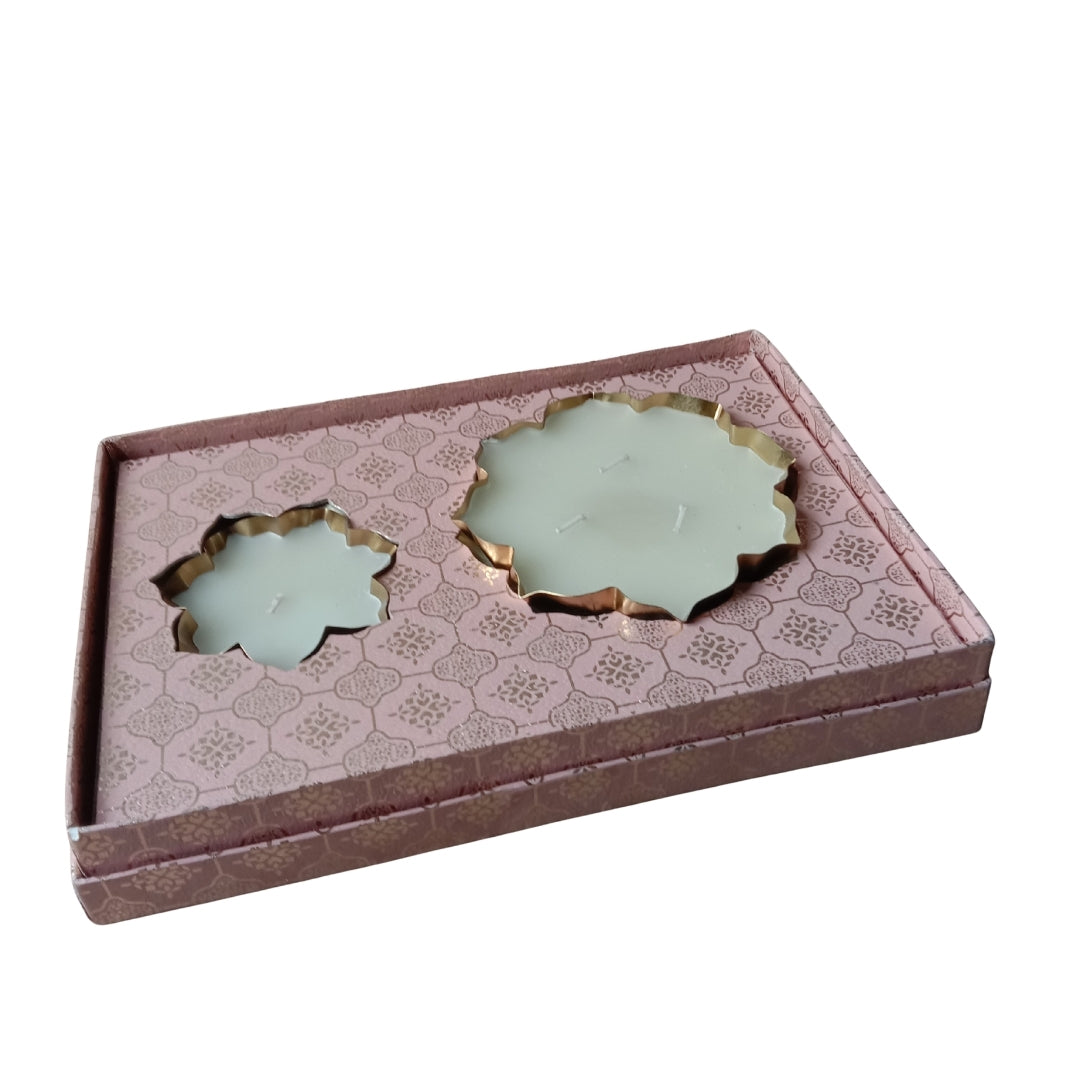 Luxury Gold-Rimmed Lotus Shape Scented Candle Gift Set OF 2