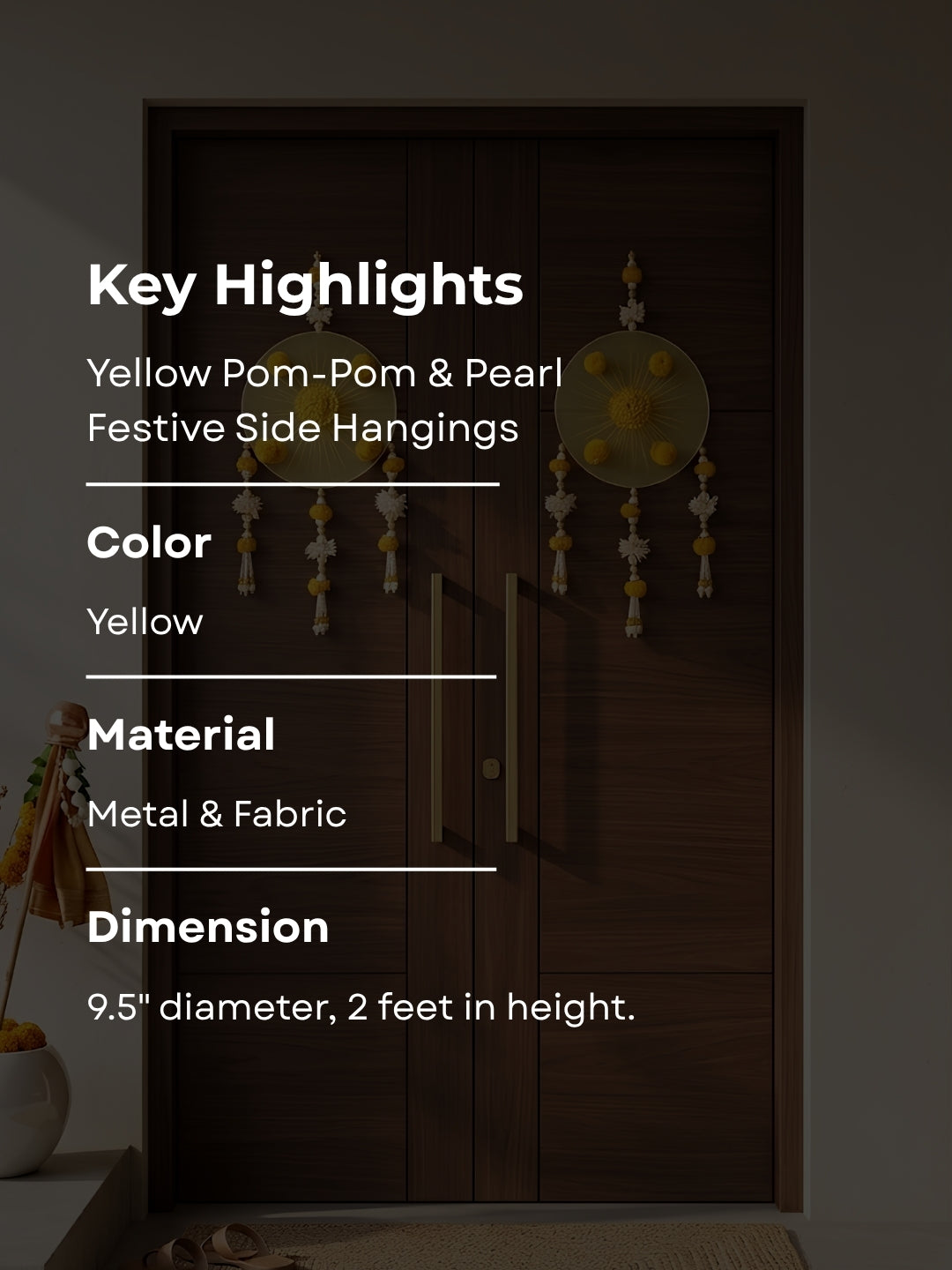 Yellow Pom-Pom & Pearl Festive Side Hangings