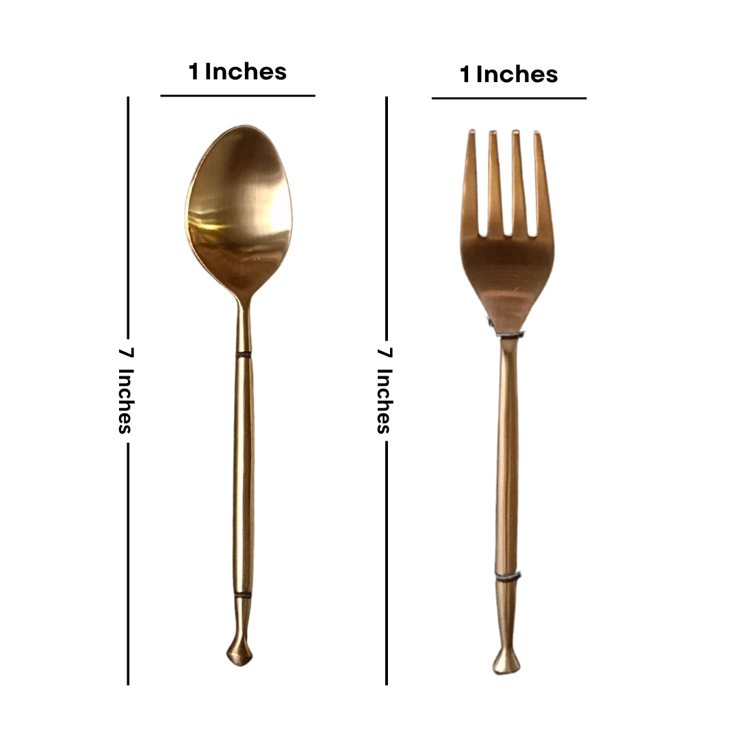 30 Pcs Matte Gold Stainless Steel Cutlery & Serving Set in Box