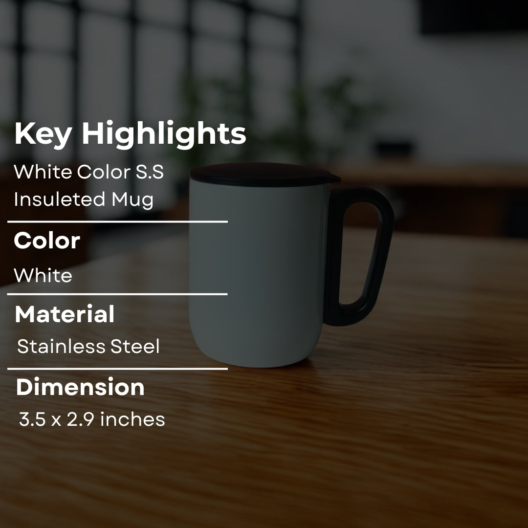White Stainless Steel Small Insulated Mug