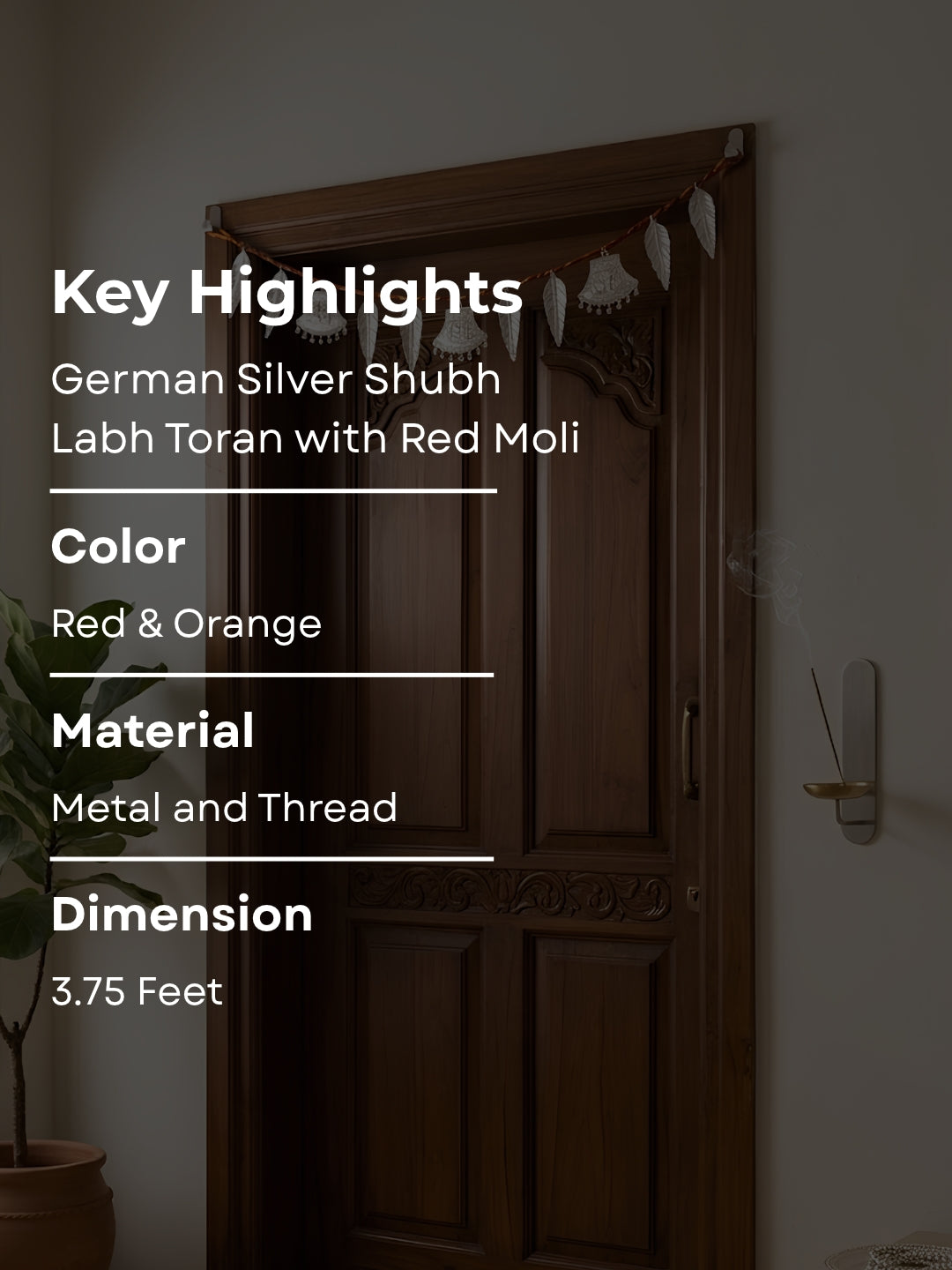 german silver shubh labh toran with red moli