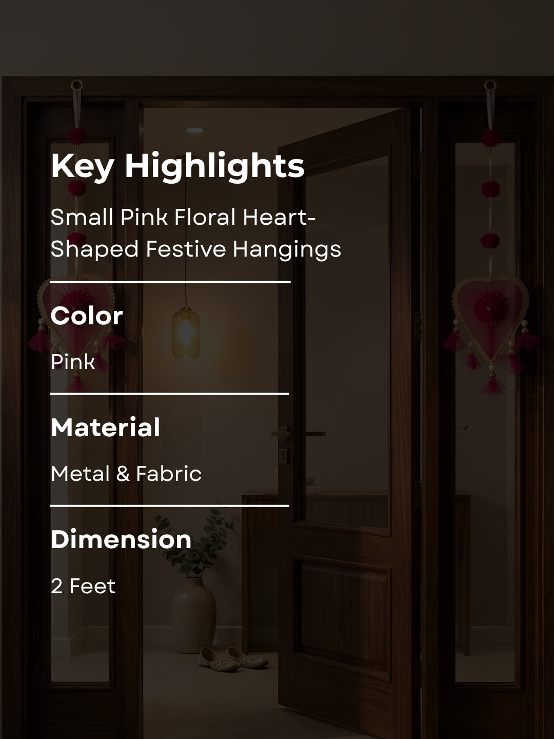 Small Pink Floral Heart-Shaped Festive Hangings
