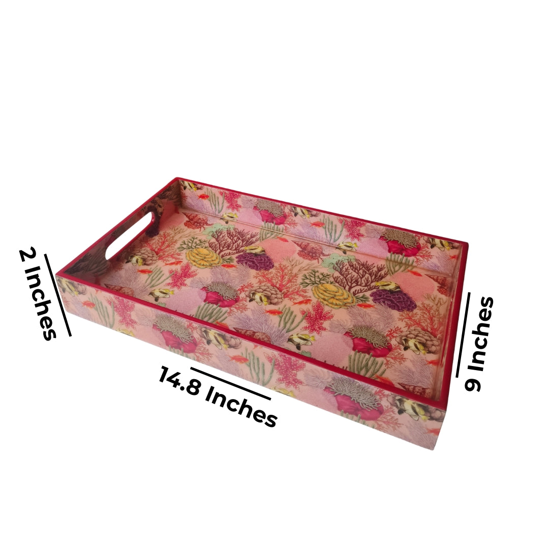 Pink Crafted Enamel Tray Sea Edition