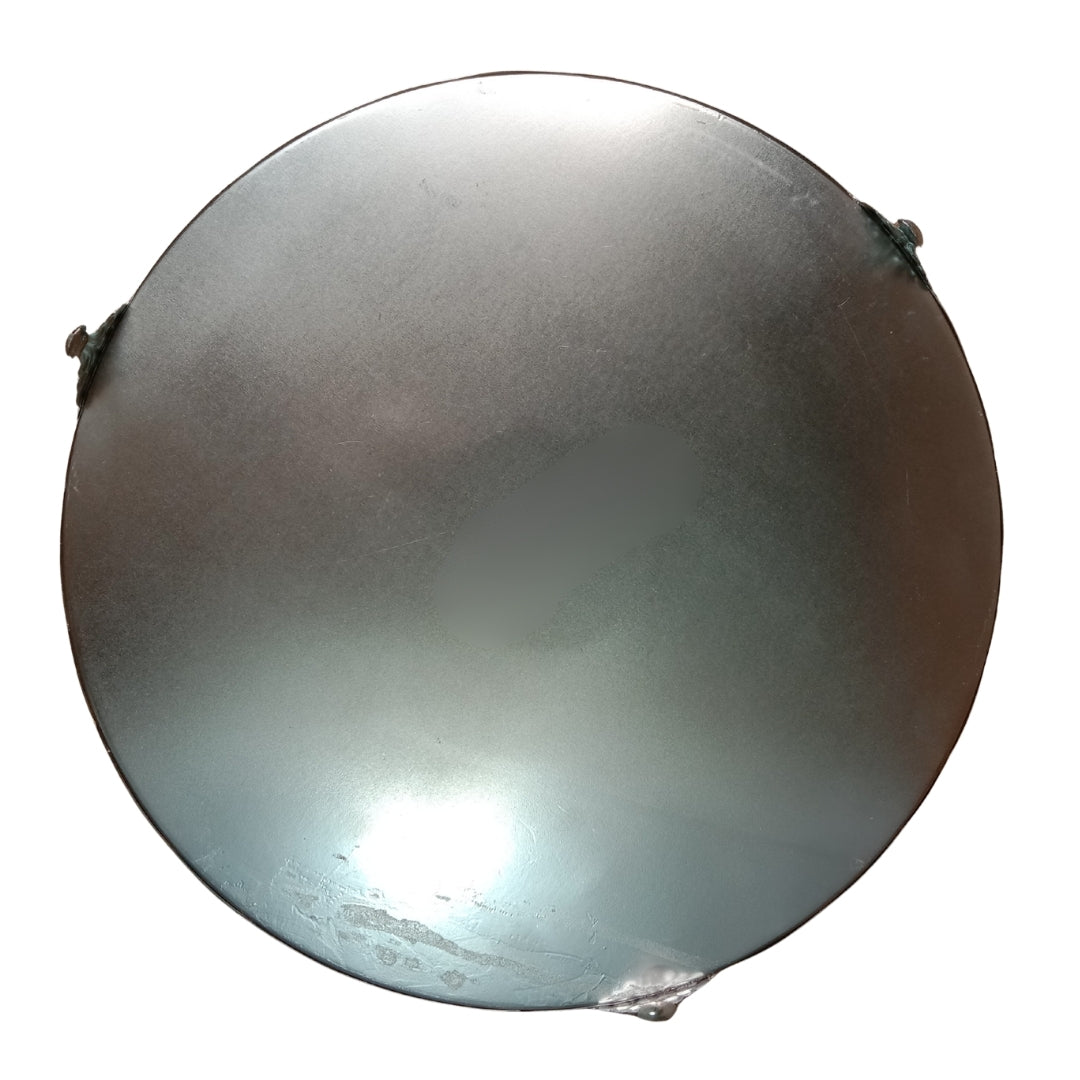 Silver Mirrored Decorative Round Tray with Greek Key Pattern - LARGE 12"