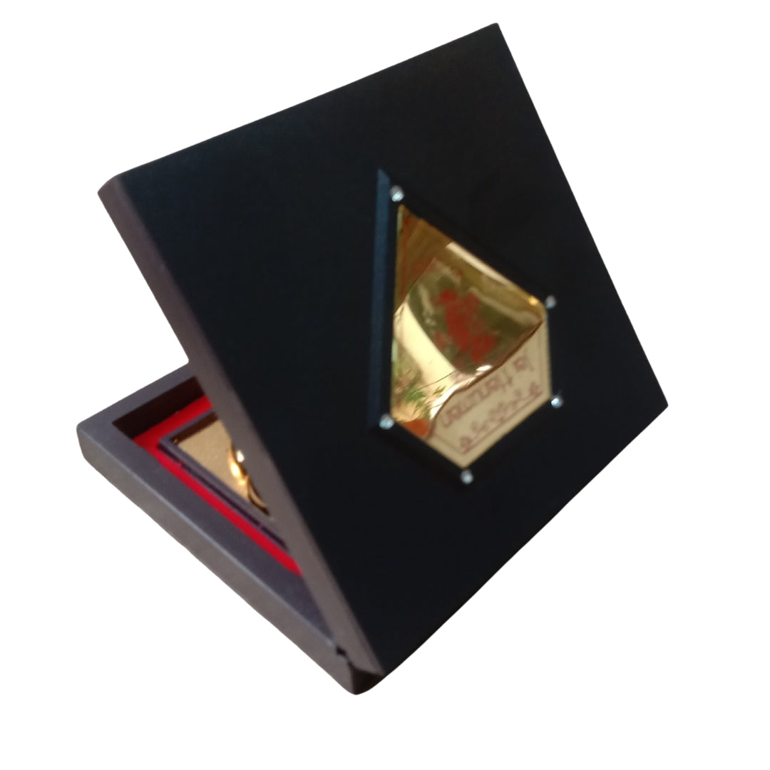 Lord Hanuman Golden Charan Paduka in Wooden Box