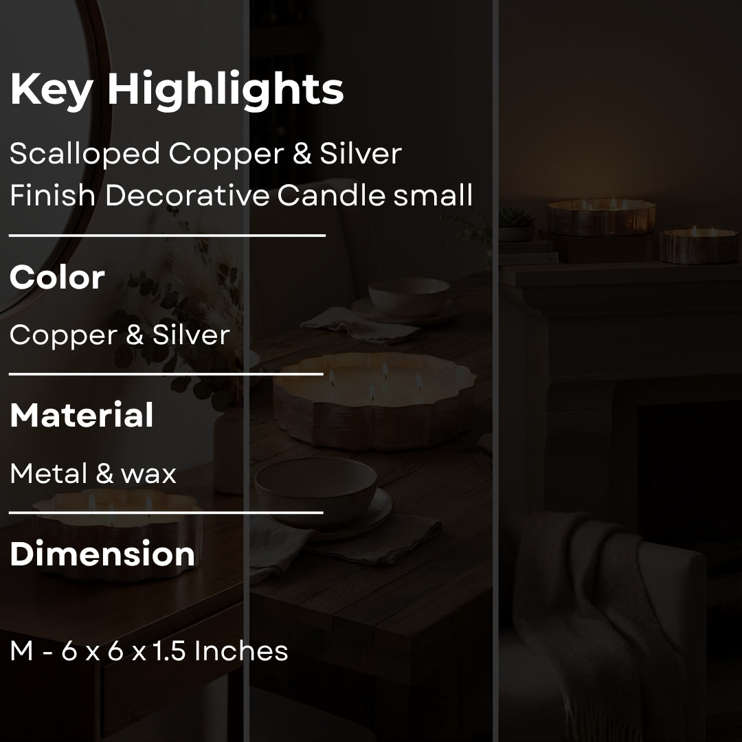 Scalloped Copper & Silver Finish URLI WITH WAX - 6"