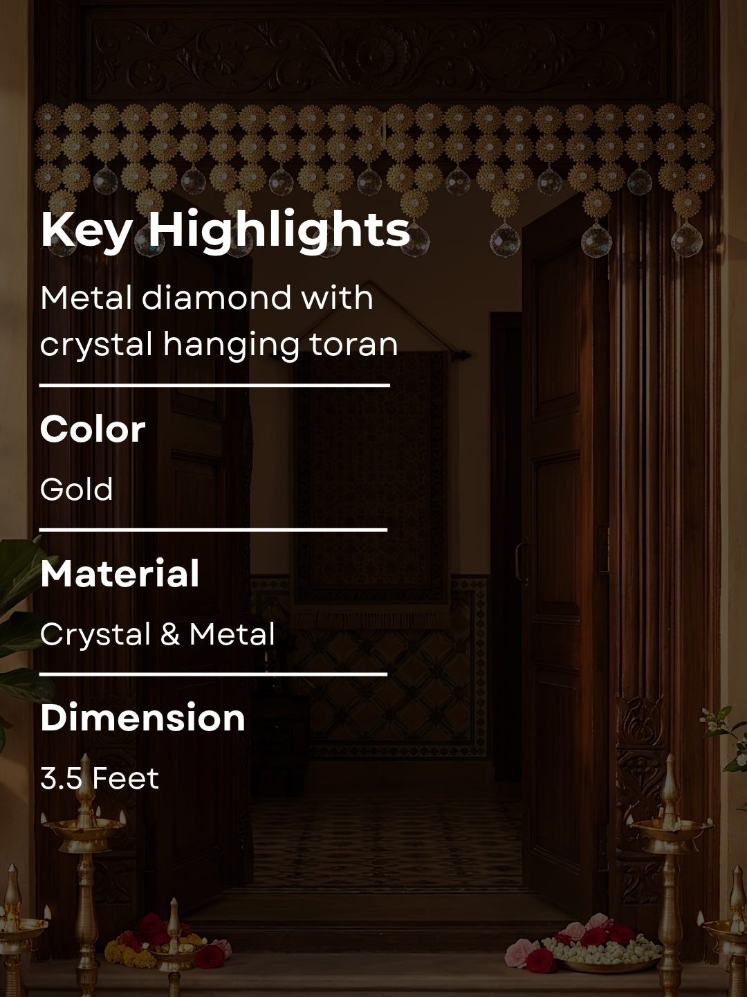 metal Diamond with crystal hanging toran