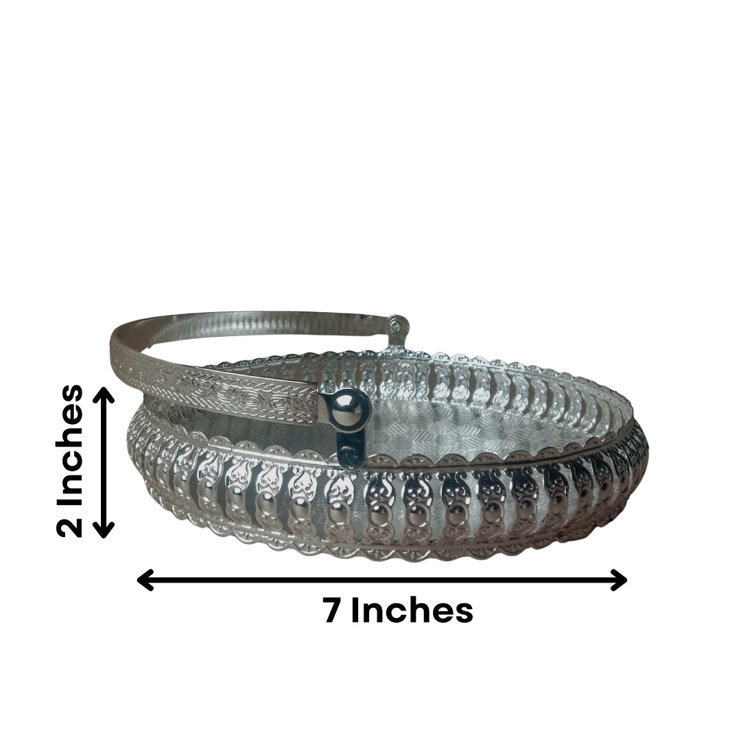 Decorative Silver Plated Round Handle Basket