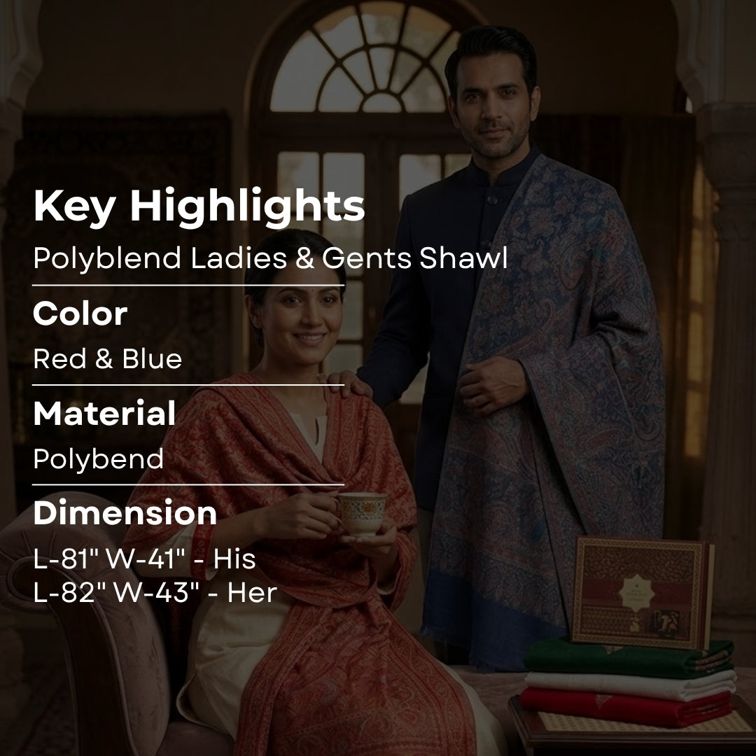 Premium Polyblend Shawl Couple Gift Set
