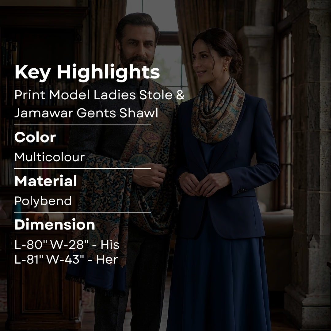 Printed Modal Stole & Jamewar Gents Shawl Gift Set
