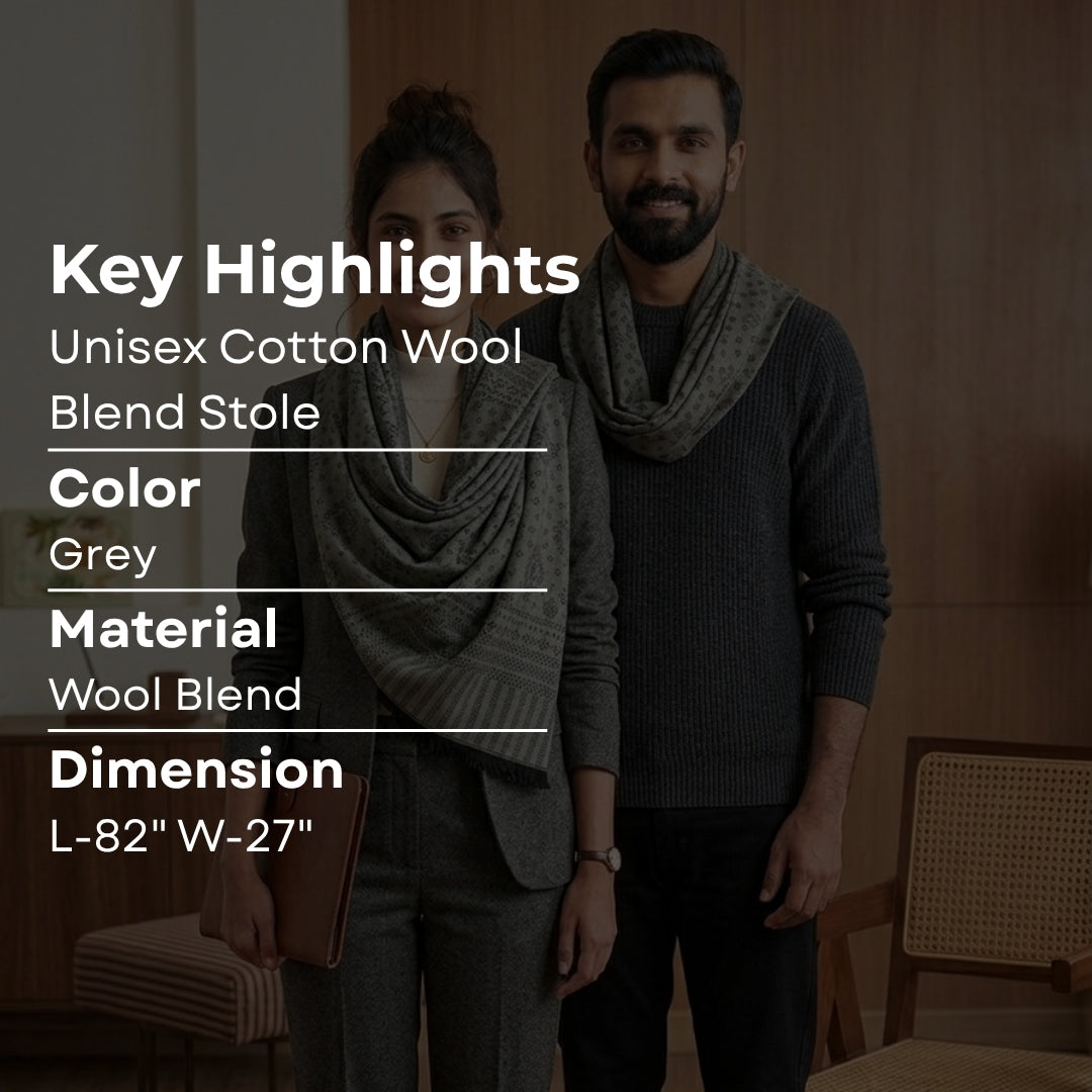 Premium Unisex Cotton-Wool Blend Stole Gift Set