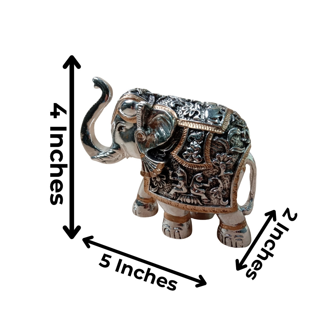 The Home Co- 999 Pure Silver Plated The Regal Duo Majestic Gajant laxmi Elephant Set 5"-set of 2