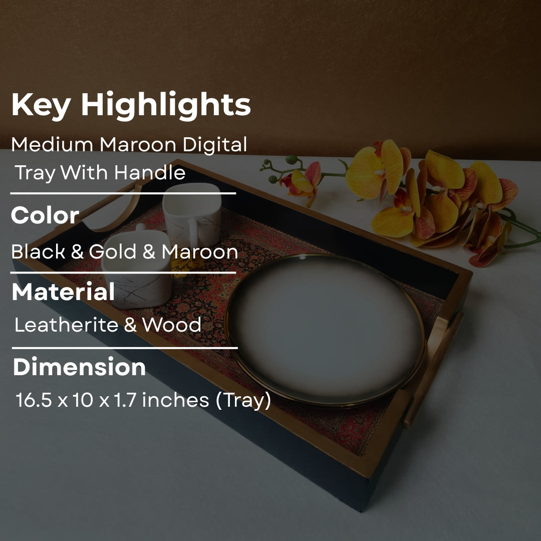 Medium Maroon Digital Wooden Tray