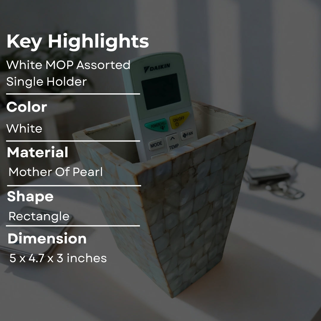 Round Wooden With White Mother Of Pearl Single Holder