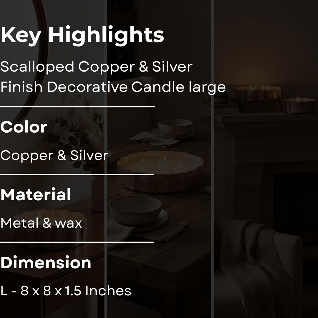 Scalloped Copper & Silver Finish URLI WITH WAX - 8"