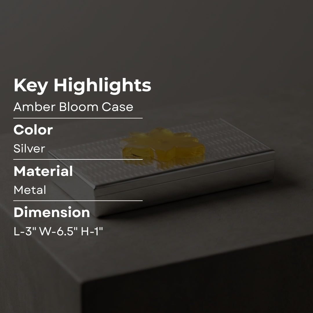 Luxury Silver Plated Cash Box with Yellow Resin Motif & Premium Velvet Case