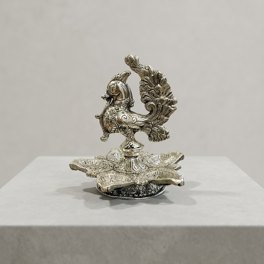 Metal Handmade Peacock Shape Diya single