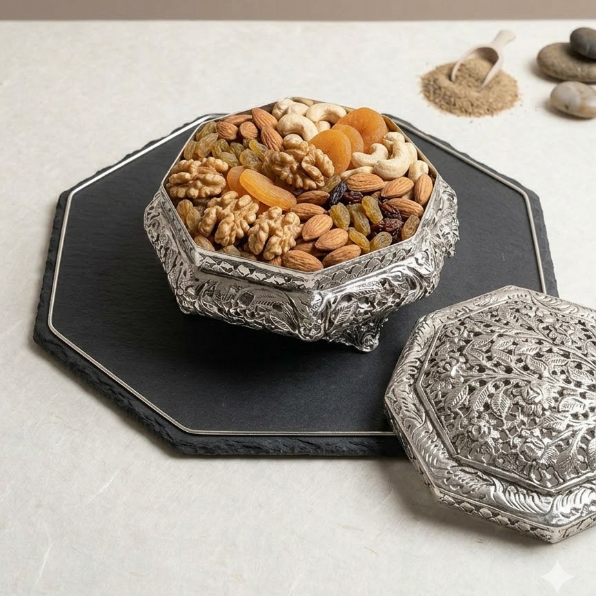 Silver Plated dryfruit Box
