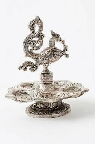 Metal Handmade Peacock Shape Diya small