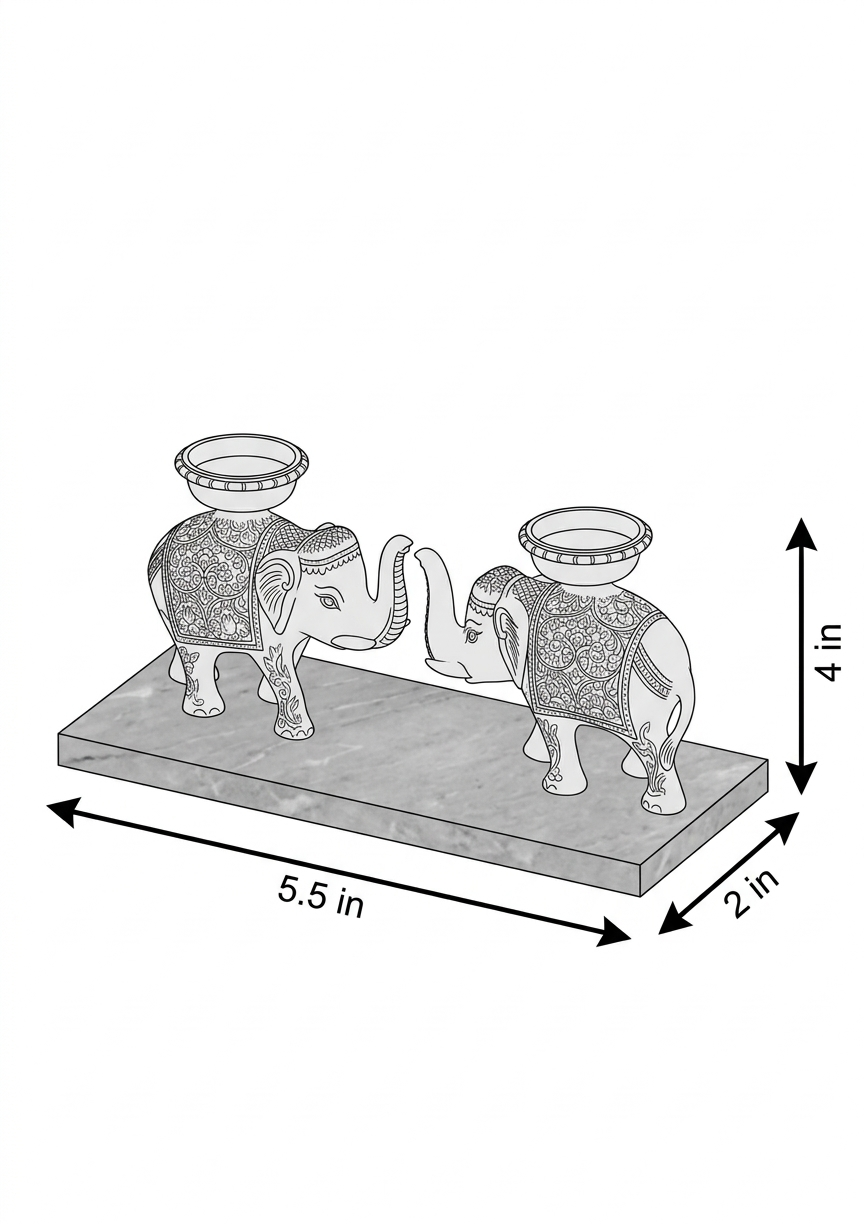 Silver Plated aet of 2 Elephant Tealight Holder on Top