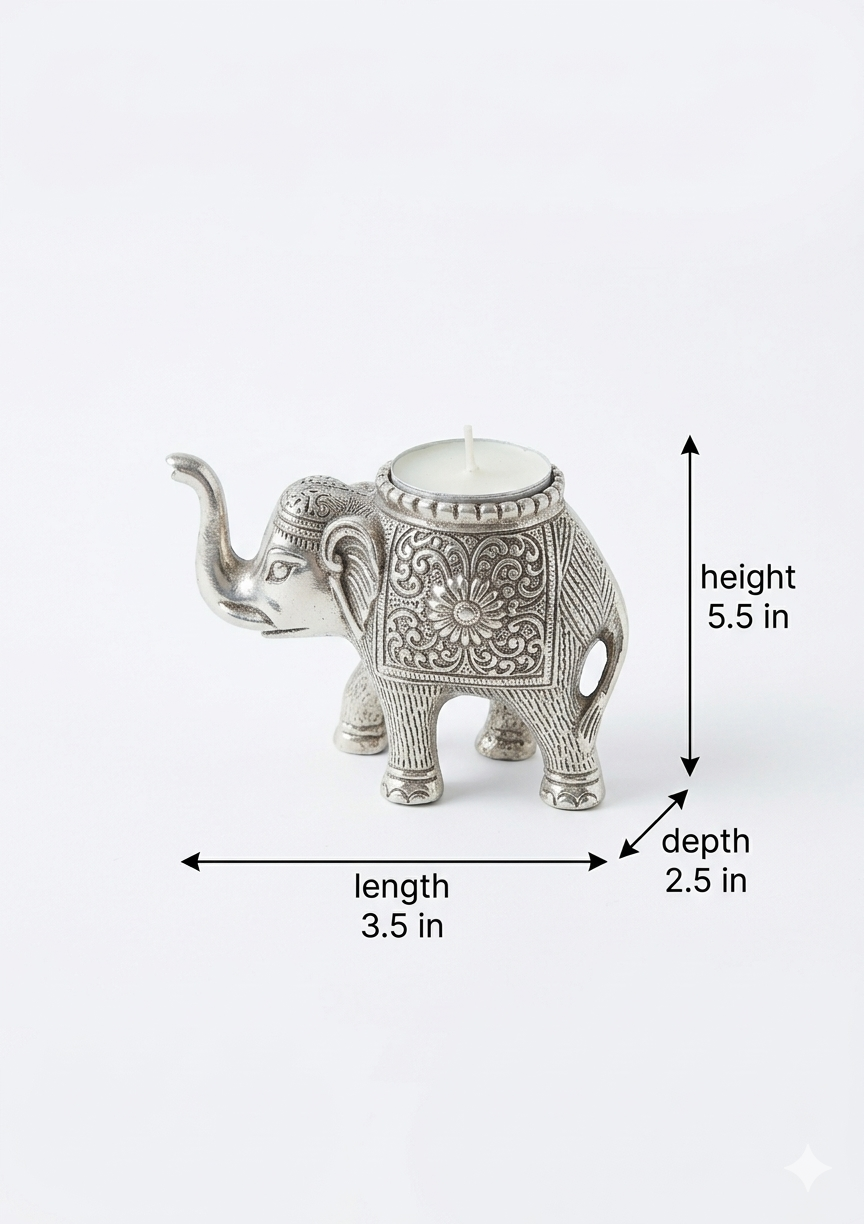 Silver Plated Elephant Shape Tealight Holder