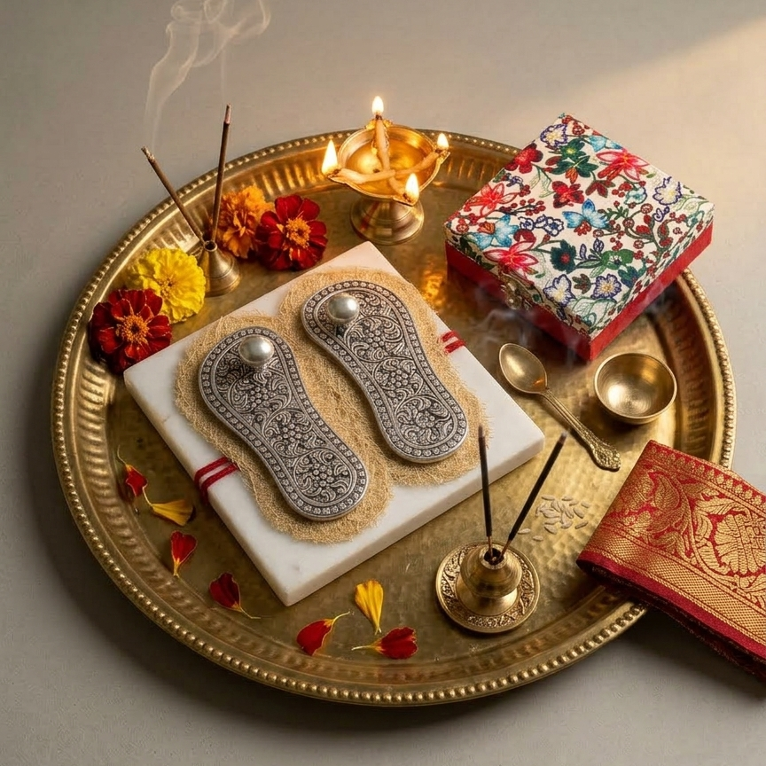 Silver Plated Charan Paduka