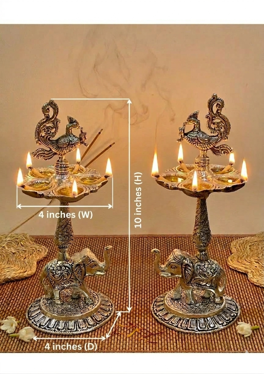 Silver Plated Elephant Shape Samai / Lamp