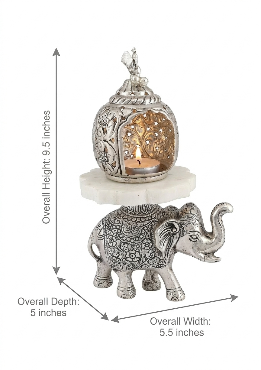 Silver Plated Elephant with Tealight Holder with Elegant Gift Box