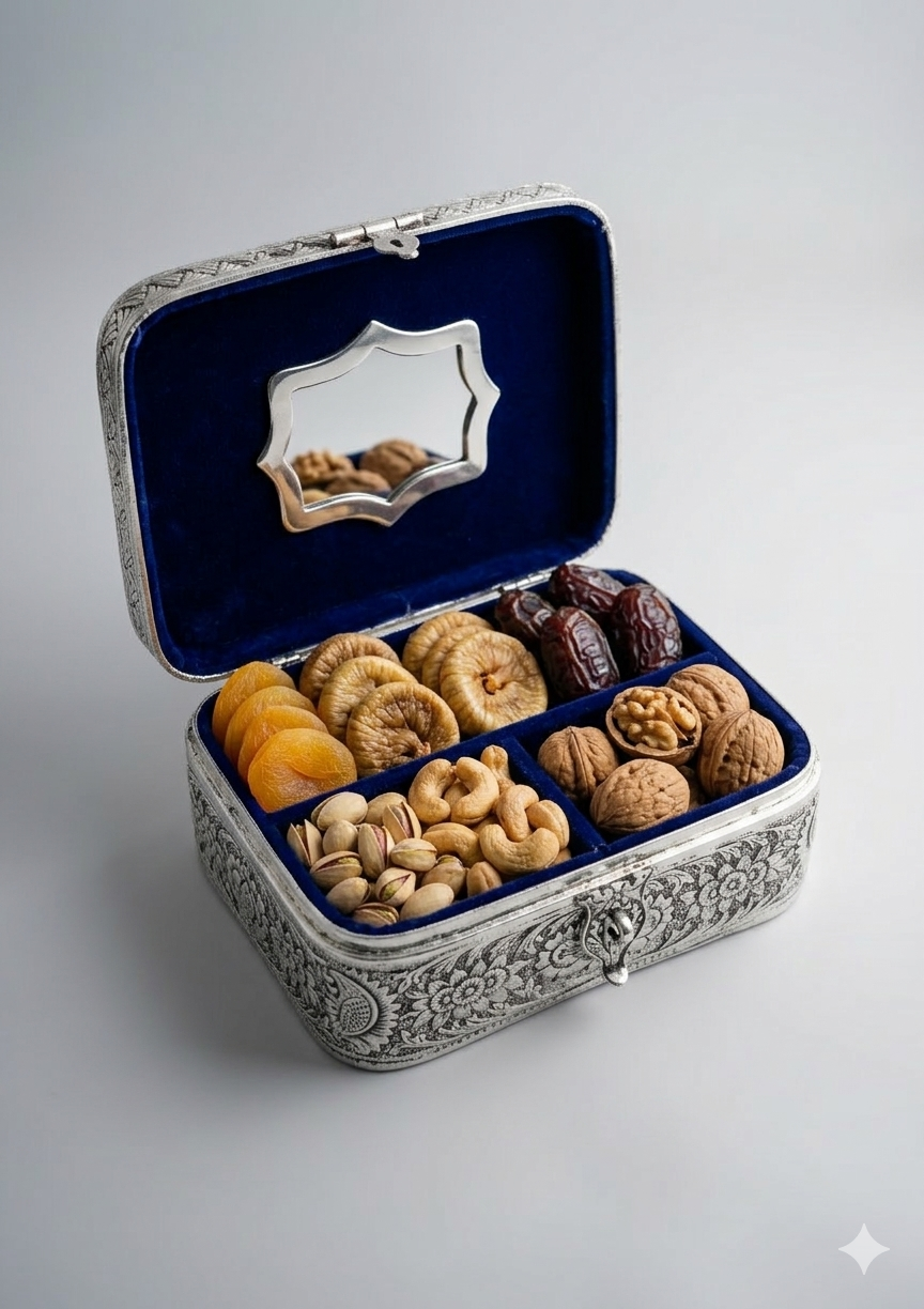 Silver Plated Fine Carving Work Jewellery Box