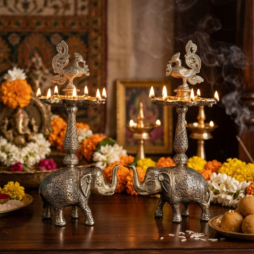 Silver Plated Elephant Shape Samai