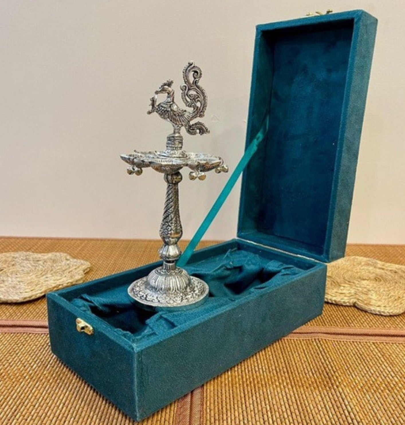 Silver Plated Peacock Samai / Diya