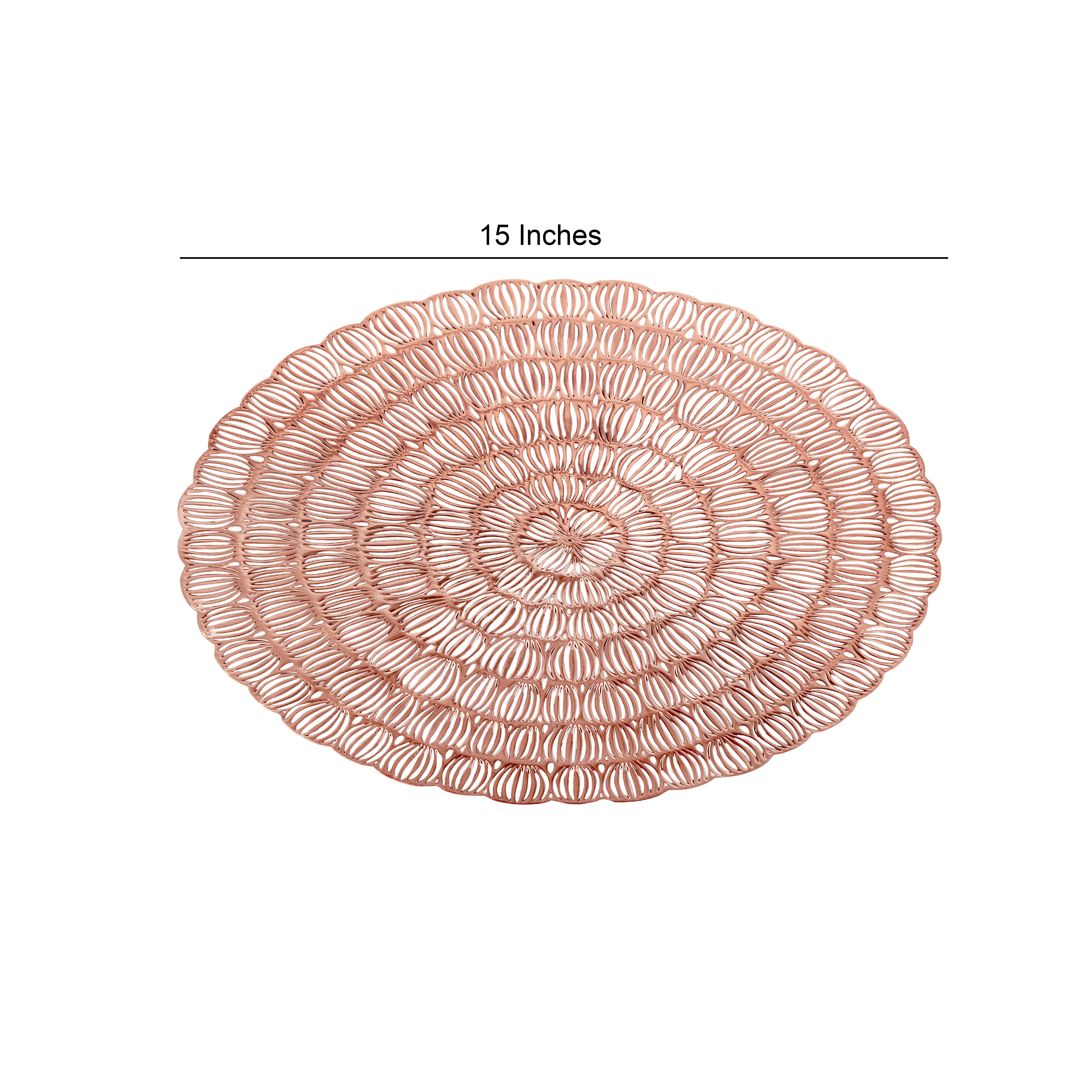 Leatherette Lazorcut Round Tablemats - Copper Lotus (Pack of 4)